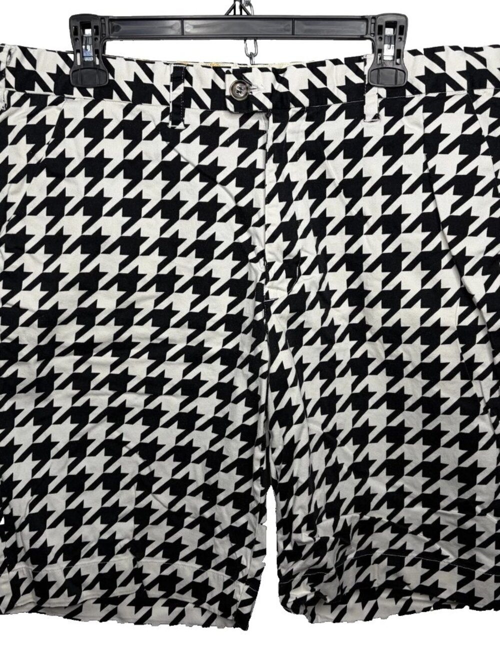 Loudmouth Bermuda Golf Shorts Mens Size 38 Black White Oakmont Houndstooth